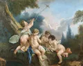 François Boucher "L'Amour Oiseleur". 1725. Format-altered copy. Circa 1800.