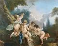 François Boucher "L'Amour Oiseleur". 1725. Format-altered copy. Circa 1800.