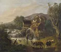 Conrad Geßner (attributed), Mountain landscape with water mill. 1st quarter 19th century.