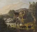 Conrad Geßner (attributed), Mountain landscape with water mill. 1st quarter 19th century.
