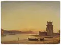 Carl Robert Kummer "Entry into the Tagus with the Belém Tower in Lisbon". 1859.