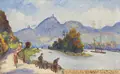 Johannes Beutner "Rotax-Freilauf auf der Wanderfahrt- Ruine Drachenfels". Circa 1930.