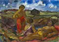 Erich Fraaß "Three women at the lake". Around 1919.