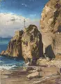 Albert Hertel, Rocky Coast on the Corniche d'Or near Nice. Probably late 1870s.
