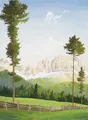 Minni (Hermine) Herzing, Dolomiten / "Blumenwiese (Rosengarten)" / "Fischleintal" / "Blick auf Sella" / "Pala di San Martino". 1934/1935.