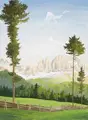 Minni (Hermine) Herzing, Dolomites / "Flower meadow (Rosengarten)" / "Fischleintal" / "View of Sella" / "Pala di San Martino". 1934/1935.