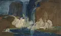 Ludwig von Hofmann (attributed), Bathers at the grotto (study). Probably 1889/1890.