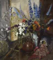 Helmut Schaarschmidt, Still life with larkspur. Probably 1930s.
