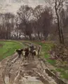 Arthur Wansleben, Cattle Drive in the Rhine Meadows in Early Spring. Around 1910.