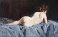 Unknown Impressionist, Reclining female nude. Late 19th century.