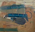Andreas Bliemel, Ohne Titel (Landschaft mit blauer Form). 1987.