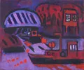 Lutz Fleischer "Hafeneinfahrt bei Nacht" (Dresden – Pieschen). 1981.