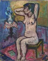 Hans Jüchser „Sitzender Akt” (Helga, ramiona splecione za głową). 1962.