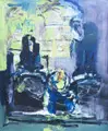 Clemens Kaletsch "O. T." (Composition in blue and light green). 1990s or 2000s.