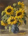 Martin Rudolph, Still life with sunflowers. Probably around 1945-1949.