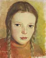 Gustav Schmidt, Portret dziewczynki z warkoczami. 1946.