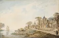Theorodus "Dirck" Verrijck, Flusslandschaft mit Kapellenruine / Flusslandschaft mit Fischer. 3. Viertel 18. Jh.