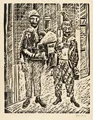Herman Frederik Bieling, Hanswurst au gramophone / Arlequin à la pipe / Colombine et danseur. Vers 1930.