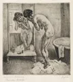 August Wilhelm Dressler "Badendes Mädchen" / Zwei Mädchen bei der Toilette. Wohl 1920er Jahre.
