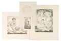 Georg Gelbke, Kopf eines schlafenden Knaben / Im Bade / Mutter und Kind / Neujahrsgruß. 1920–1925.
