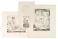 Georg Gelbke, Kopf eines schlafenden Knaben / Im Bade / Mutter und Kind / Neujahrsgruß. 1920–1925.