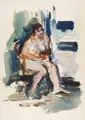 Walter Jacob "Female nude seated in an armchair". 1924.