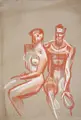 Hans Kinder, Seated female and male nude. Probably around 1930.