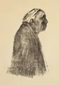 Käthe Kollwitz "Selbstbildnis im Profil nach rechts". 1938.