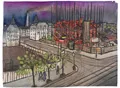 Otto Lange, Dresden-Johannstadt– Blick auf Frankes Eisbahn. Wohl um 1920.