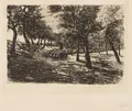 Max Liebermann "Flock of sheep under trees". 1892.