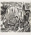 Wilhelm Rudolph "Planwagen und Kirche". Before 1924.