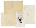 Josef Hegenbarth "Illustration for: de Coster 'Smetse Smee'" / Three sketch sheets. 1960 / probably 1950s.