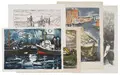 Erhard Hippold, Baltique – cinq grandes lithographies en couleurs (dont port de Wismar) et une eau-forte. Années 1960.