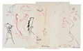 Günter Horlbeck, Vijf tekeningen – "Kopf mit Diagonale"/ "Profil in Rot" evenals "Schoss" en "Göttin" uit "Aristophanes-Reflexionen". 1995.