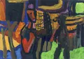 Fritz Keller "Fischer an den Netzen" (Rügen) / "Zwei Fischer" (Rügen). Jaren 1970/1980.