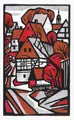 Rudolf Manuwald "Erzgebirge Village Landscape (Streckewalde)" / "Annenkirche" (Annaberg-Buchholz) / "Skiers". Probably late 1950s. Posthumous prints. Probably 2000s.
