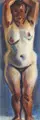 Curt Querner "Standing female nude from the front, with raised arms". 1962.