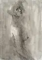 Hans Theo Richter, Female half-nude (Dagmar Schele). 1960.