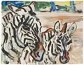 Fritz Winkler "Zebra mare with foal". Probably around 1960.