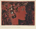 Walter Womacka "Mädchenkopf mit Blüten und Kirschen". 1970.
