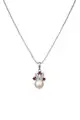 Necklace with floral pearl pendant.