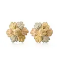 Pair of leaf-shaped tricolor gold stud earrings. Paolo Grazzoni, Florence, Italy.