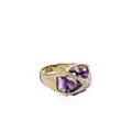 Exceptional amethyst ring with rib-shaped crossed gold setting (approx. 3 ct).