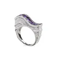High white gold ring with amethyst band. Naples, Italy.