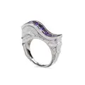 High white gold ring with amethyst band. Naples, Italy.