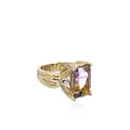Wide yellow gold ring with bicolour tourmaline solitaire (approx. 7.2 ct).