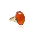 Gold ring with large carnelian cabochon.