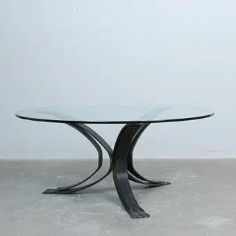 Coffee table from the 1970s, metal and glass, Italy.