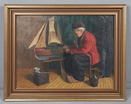 WILHELM GDANIETZ (1893-1969). Fries met modelschip.