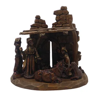 Carved Christmas nativity scene.